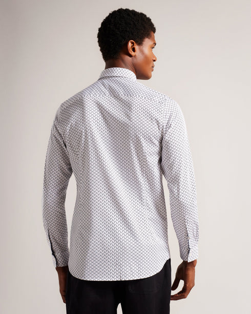 WILLUW-Shirts-A versatile shirt with a minimalist feel, WILLUW has a classic collar and subtle geometric print that makes it suitable for almost any occasion. With a great fit and made from a cotton blend, it's an easy addition to upgrade your wardrobe.By choosing Ted Baker cotton products, you're supporting our investment in the Better Cotton Initiative's mission. This product is sourced via a system of mass balance and therefore may not contain Better Cotton. Button up shirt Long sleeved Cotton blend Clas
